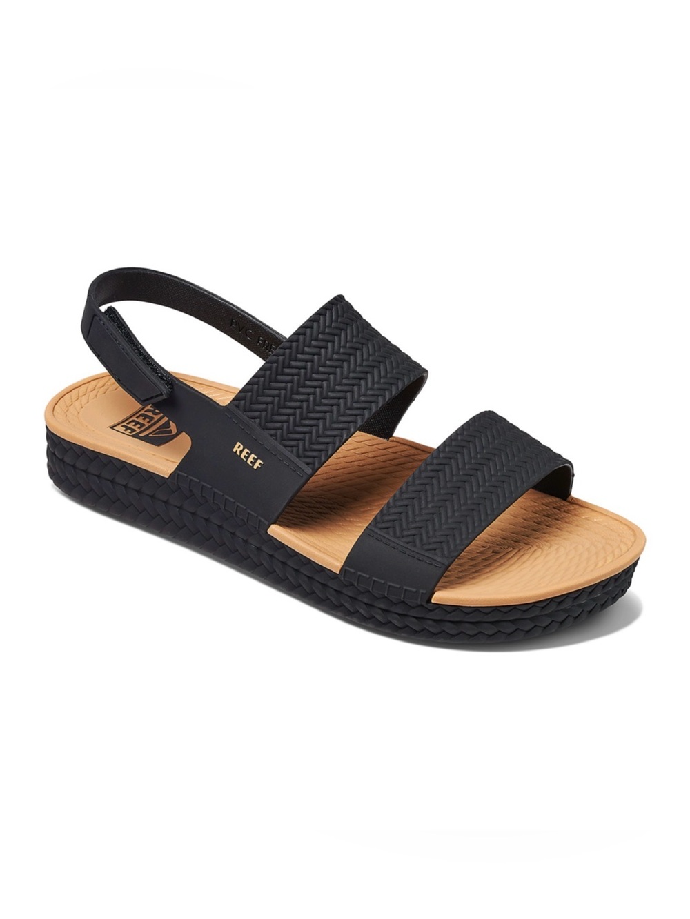 Reef Water Vista Slingback Sandals Black Tan Trim Women’s Size 8 EUC